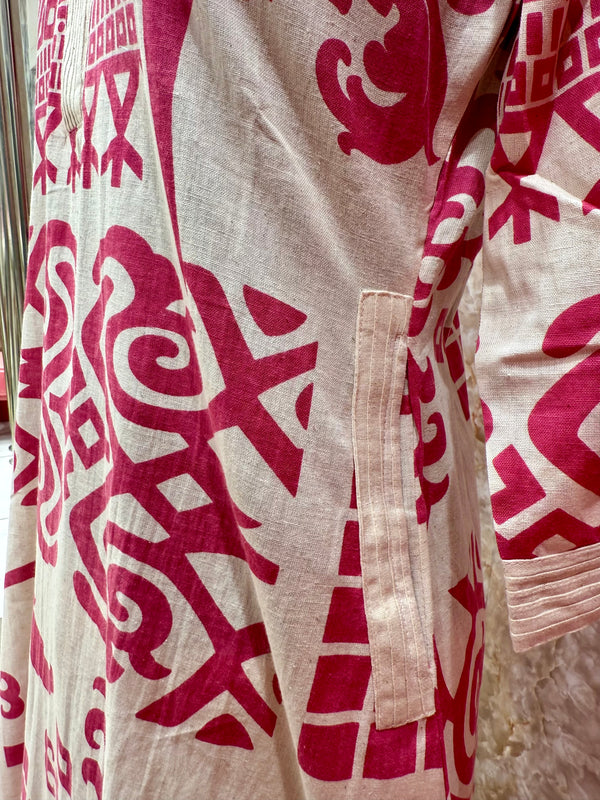 Chic Tribal Vibes: Rani Pink Print on Flex Cotton Kurta Set