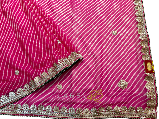 Pink Leheriya Saree