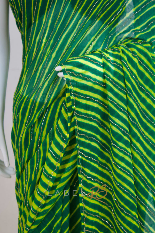 Pure Leheriya Saree With Cut Dana Work