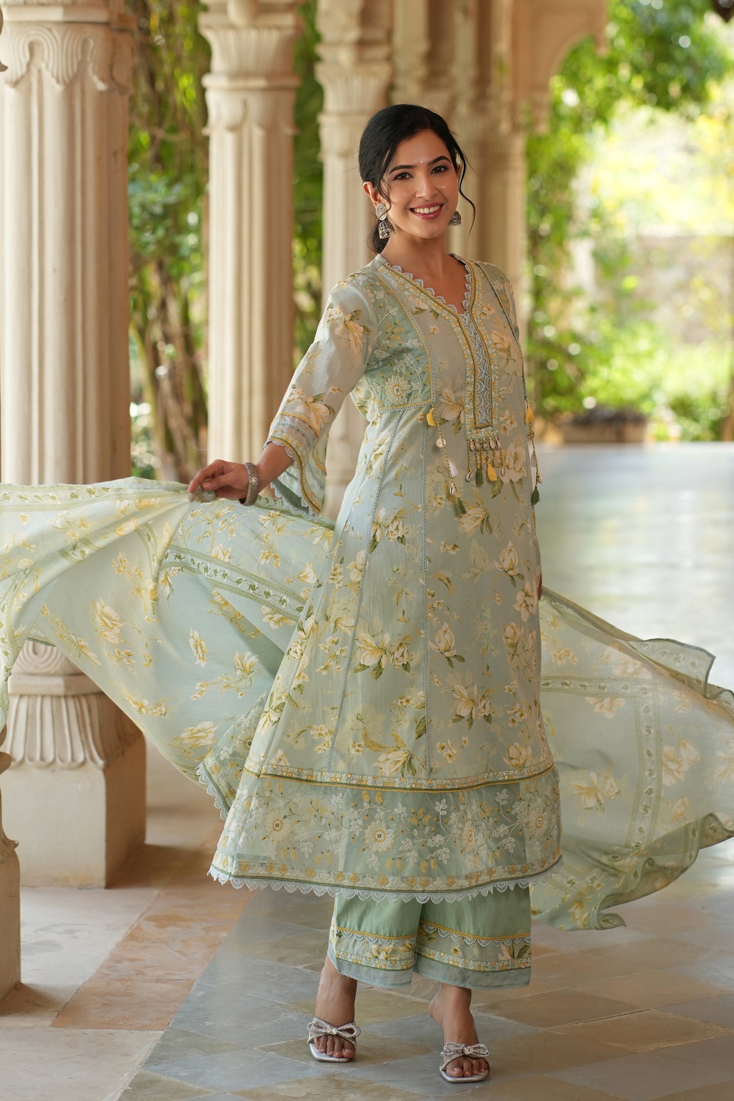 A-line Anarkali with Elegant Work On Neck,Sleeves,Bottom Of Suit