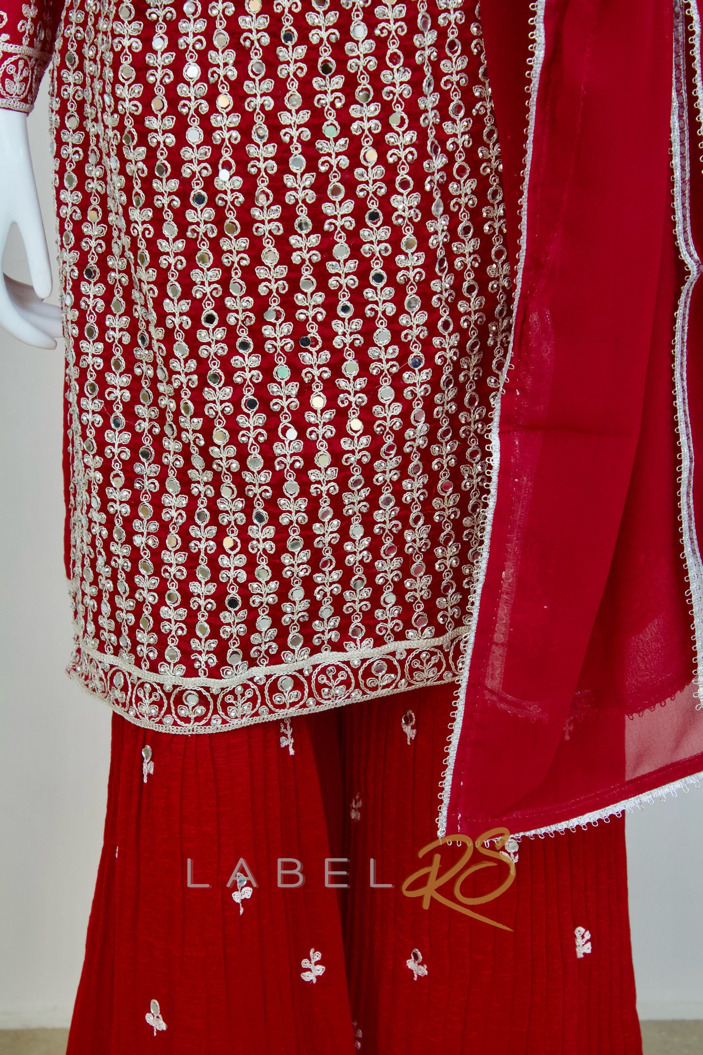 Heavy Red Suit With Zari Embroidery All Over