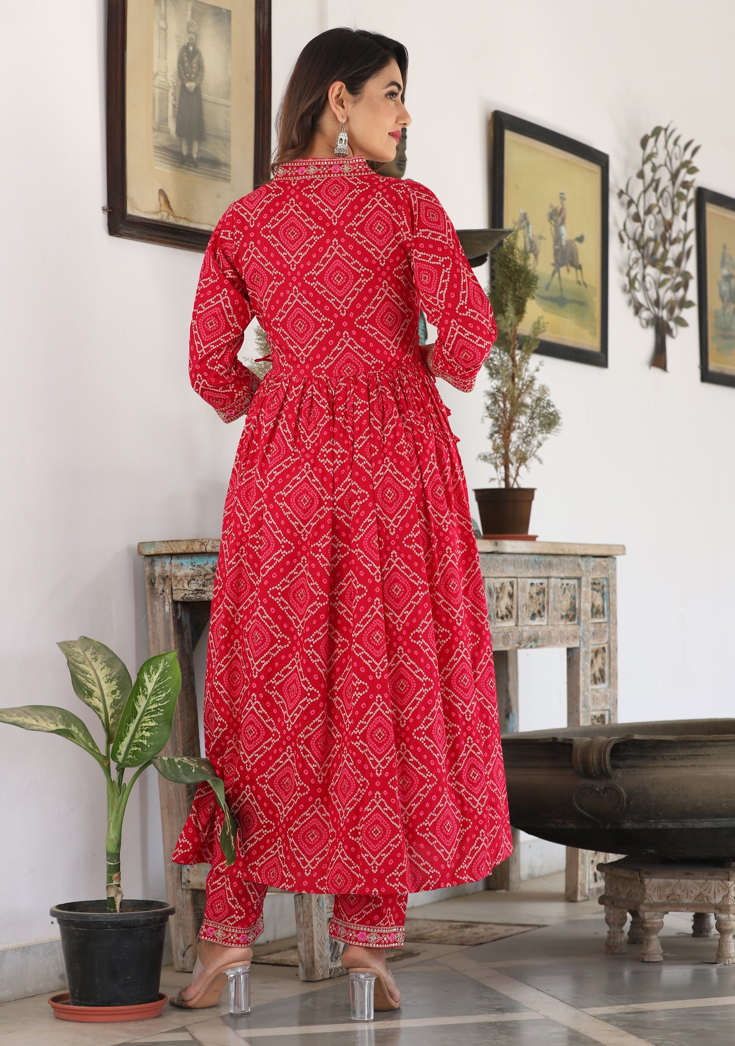 Bandhni Print Red Suit