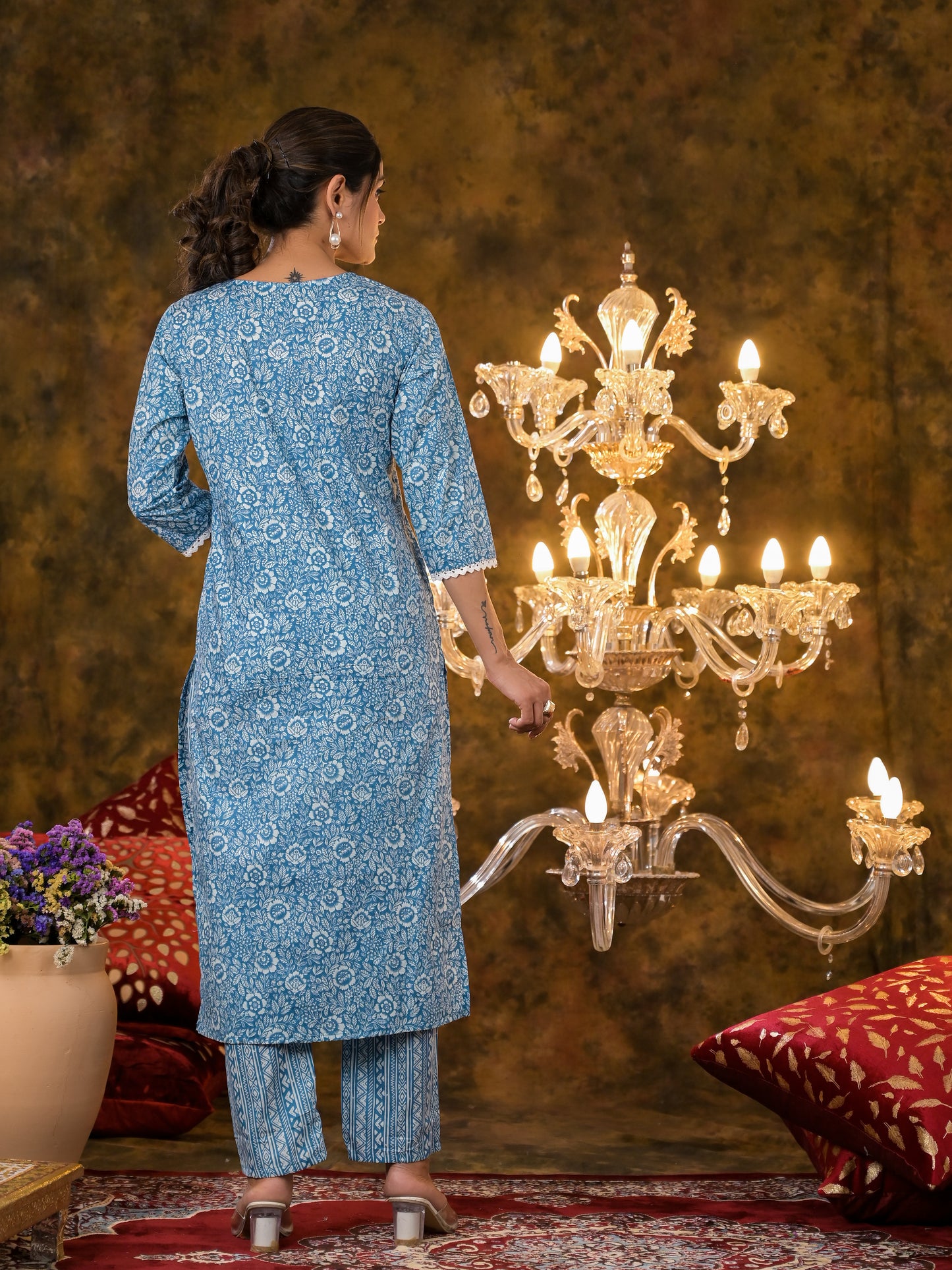 Blue Suit With Resham Work