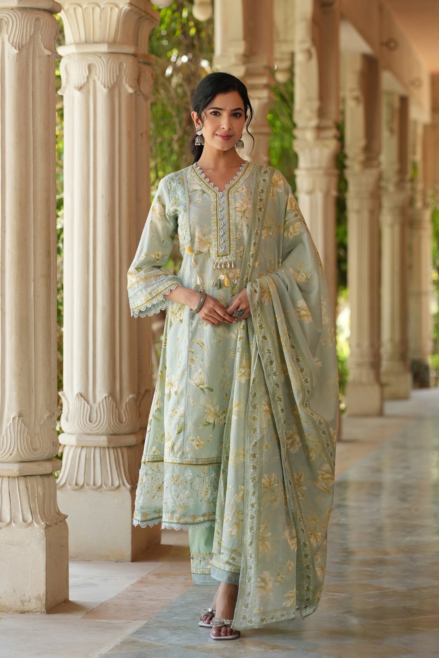 A-line Anarkali with Elegant Work On Neck,Sleeves,Bottom Of Suit