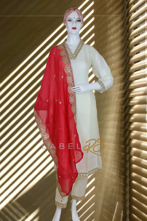 Off White Royal Modal Silk Suit