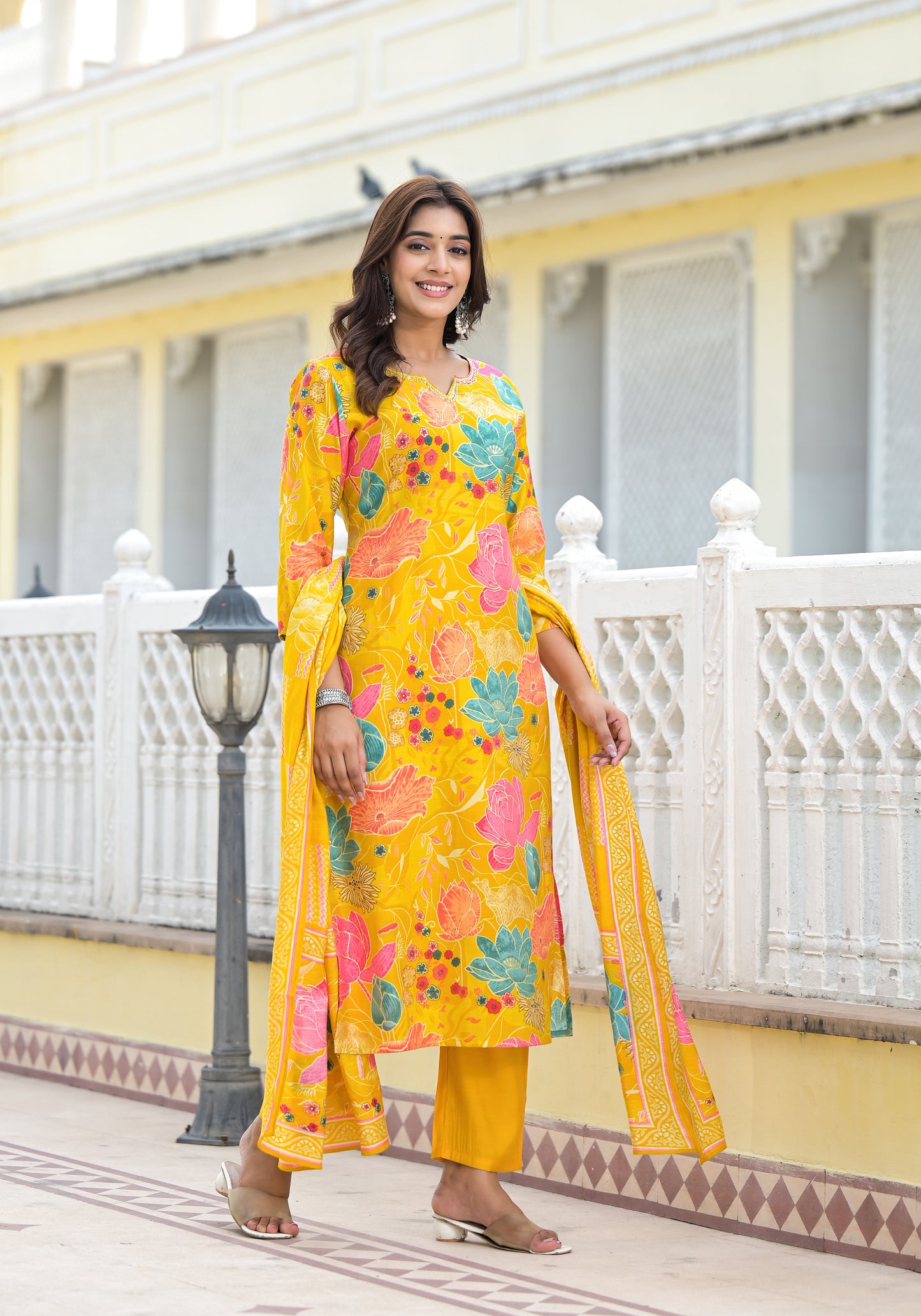 Modal Silk Printed Suit